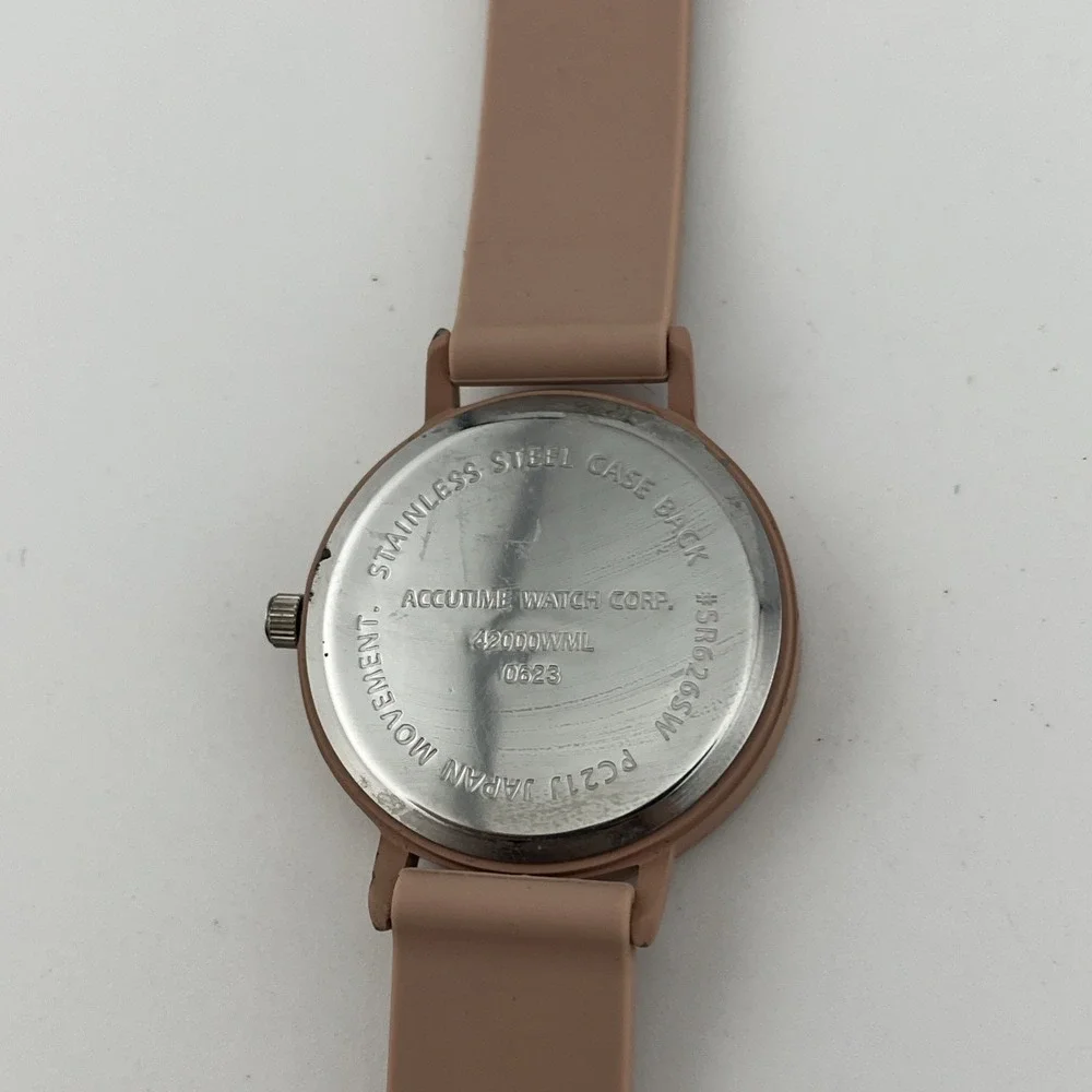 Time & Tru Watch Women 36mm‎ Case Pink Silicone Band- New Battery